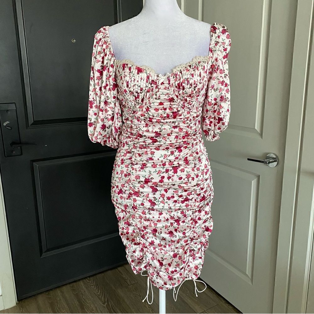 For Love and Lemons Melrose Silky Floral Bustier Coquette Mini Dress Size S - Picture 10 of 10